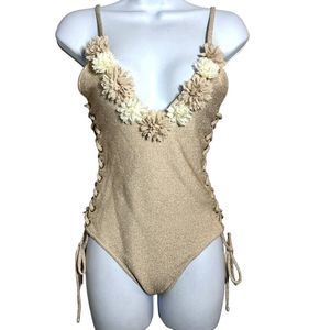 Capittana gold biana one piece swimsuit size Medium NWT